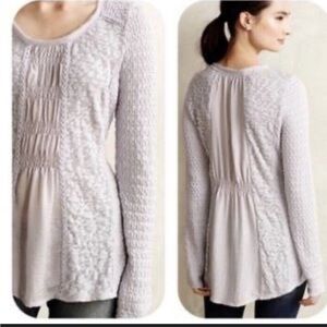 Anthropologie Meadow Rue Gray Mixed Media Flowy Knit Top Size Small